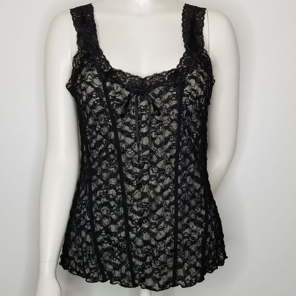INC International Concepts Black Lace Lined Womens Tank‎ Top - Picture 13 of 13